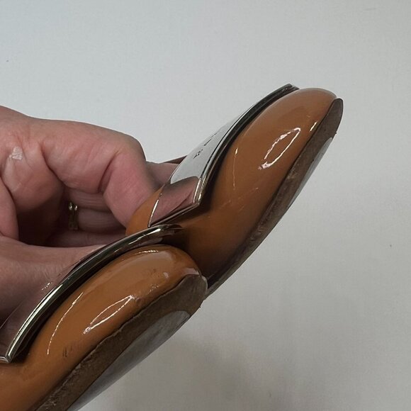 Bally Heline Patent Calf Leather Low Heels w/ metal Logo Plaque Brown 36 US 5.5 - Picture 13 of 16